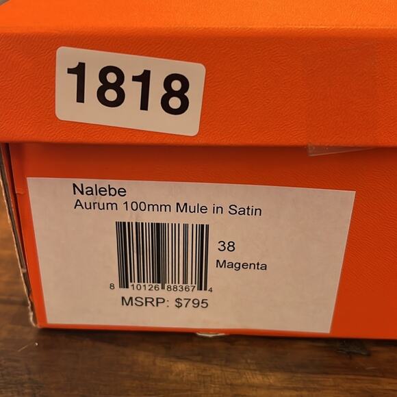 Nalebe Aurum Crystal Embellished Satin Mule Magenta Square Toe Heels EU38/US 8 - Picture 11 of 11